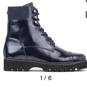 Donald J. Pliner Navy Lace-Up Boots